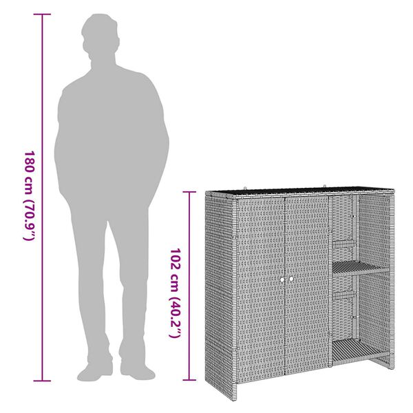 vidaXL Ντουλάπι αποθήκευσης με πόρτα Μαύρο 100 x 36 x 102 εκ Ρατάν