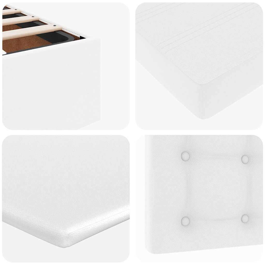 vidaXL Ottoman Κρεβάτι με στρώματα & LED Καθαρό Λευκό Faux Leather
