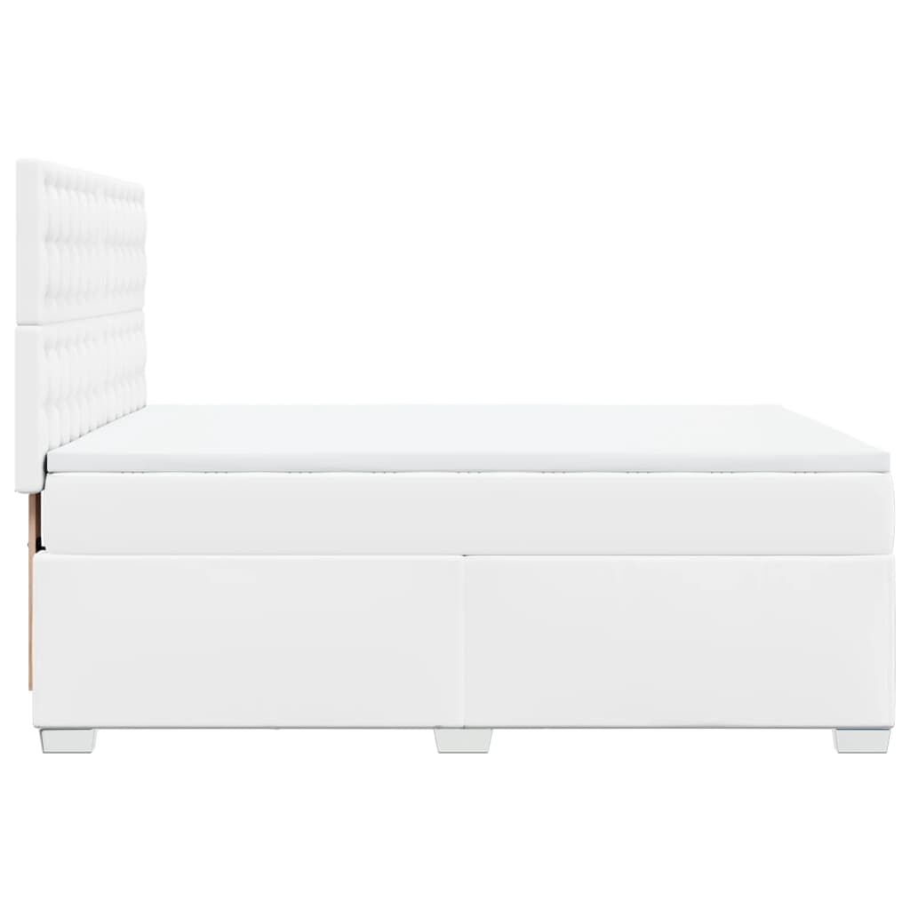 vidaXL Κρεβάτι Boxspring με Στρώμα Λευκό 140x200εκ.από Συνθετικό Δέρμα