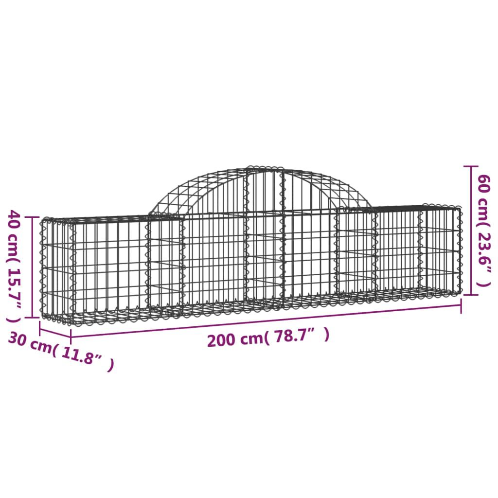 vidaXL Συρματοκιβώτια Τοξωτά 25 τεμ. 200x30x40/60 εκ. Γαλβαν. Ατσάλι