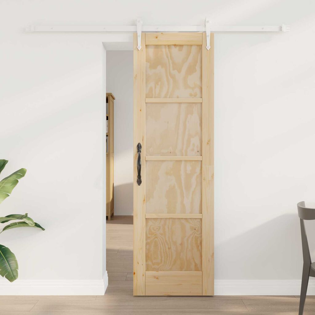 vidaXL Συρόμενη Πόρτα με Σετ Εξαρτημάτων 61x198.5 cm Στέρεο Ξύλο Πεύκο