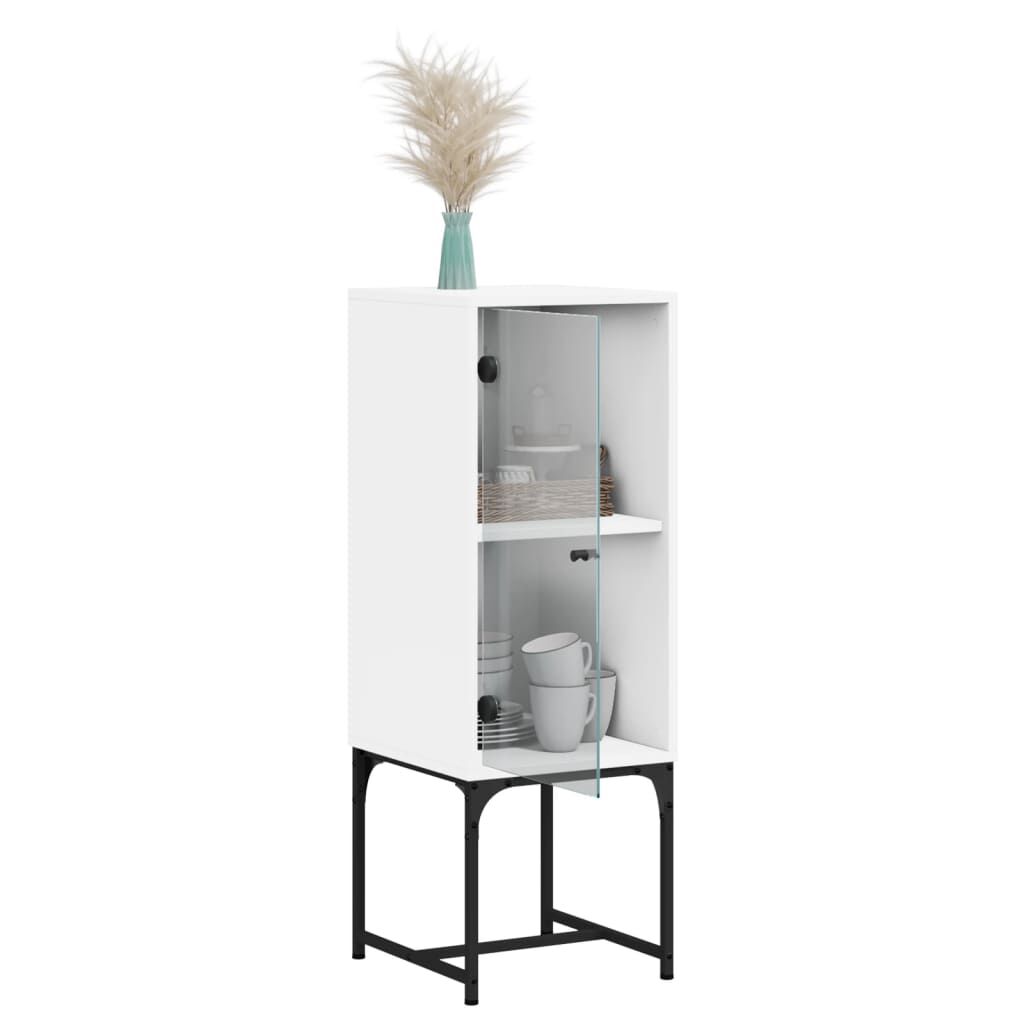 vidaXL Βοηθητικό Ντουλάπι Λευκό 35x37x100 εκ. με Γυάλινες Πόρτες
