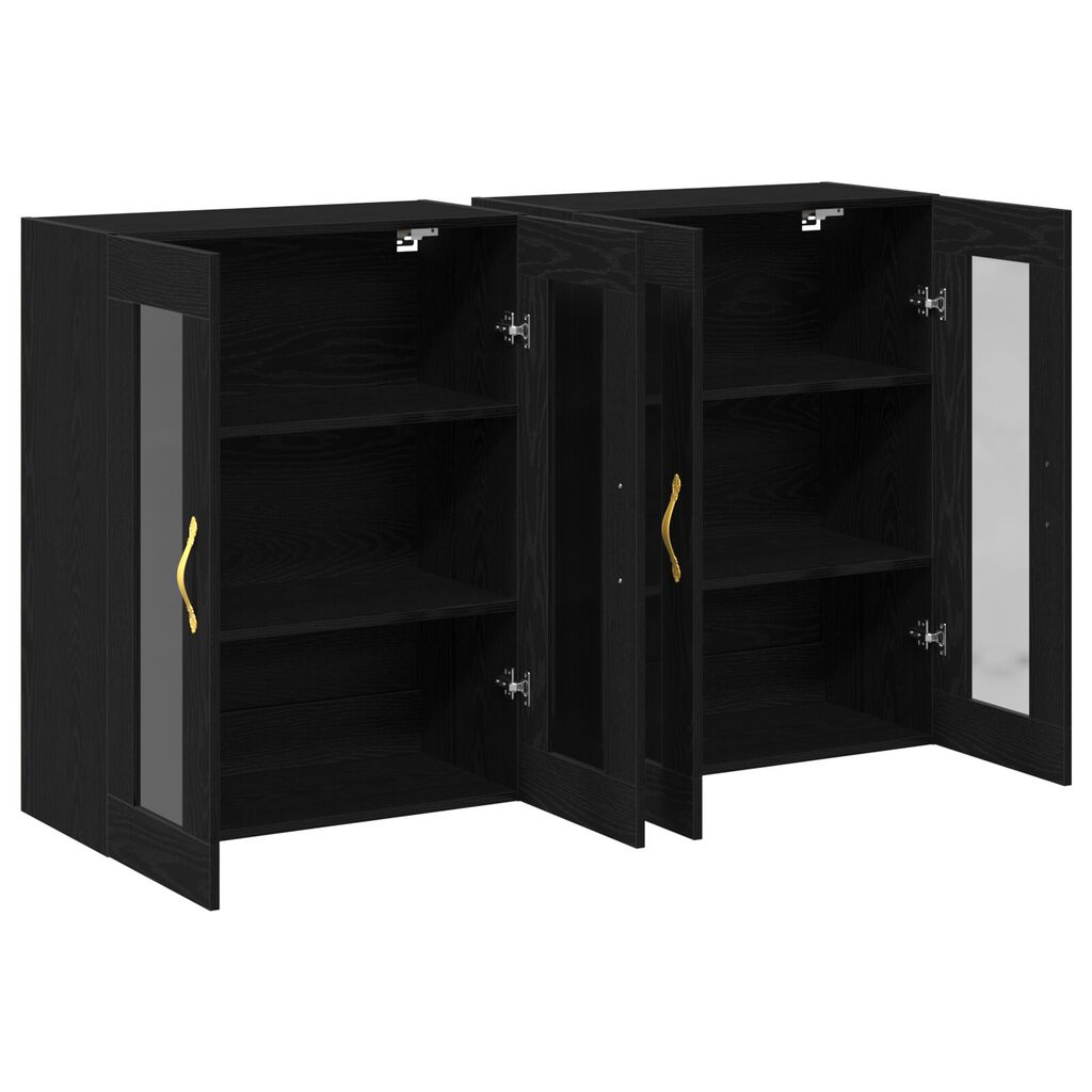 vidaXL Τοίχου ντουλάπες 2 τεμάχια Μαύρη Δρυς 69,5x34x90 εκ. Κατασκευασμένο ξύλο