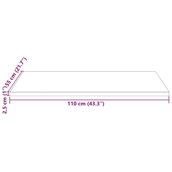 vidaXL Επιφάνεια Τραπεζιού Ορθογ. 110x55x2,5 εκ. από Μασίφ Ξύλο Πεύκου