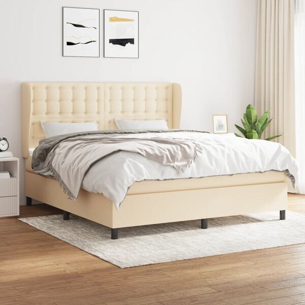 vidaXL &Kappa;&rho;&epsilon;&beta;ά&tau;&iota; Boxspring &mu;&epsilon; &Sigma;&tau;&rho;ώ&mu;&alpha; &Kappa;&rho;&epsilon;&mu; 180x200 &epsilon;&kappa;. &Upsilon;&phi;&alpha;&sigma;&mu;ά&tau;&iota;&nu;&omicron;