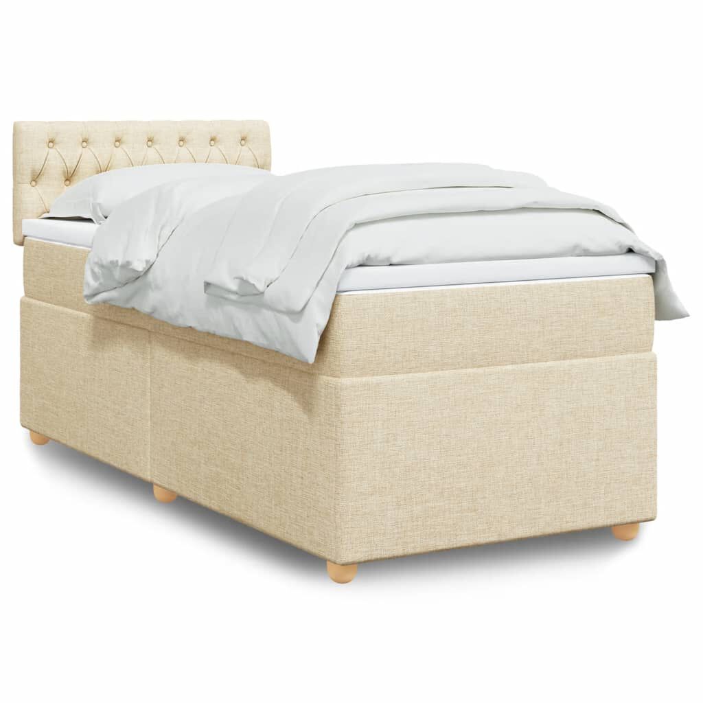 vidaXL Κρεβάτι Boxspring με Στρώμα Κρεμ 80 x 200 εκ. Υφασμάτινο