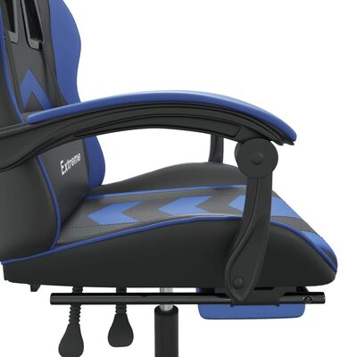 vidaXL Καρέκλα Gaming Περιστρ. Υποπόδιο Μαύρο & Μπλε Συνθετικό Δέρμα