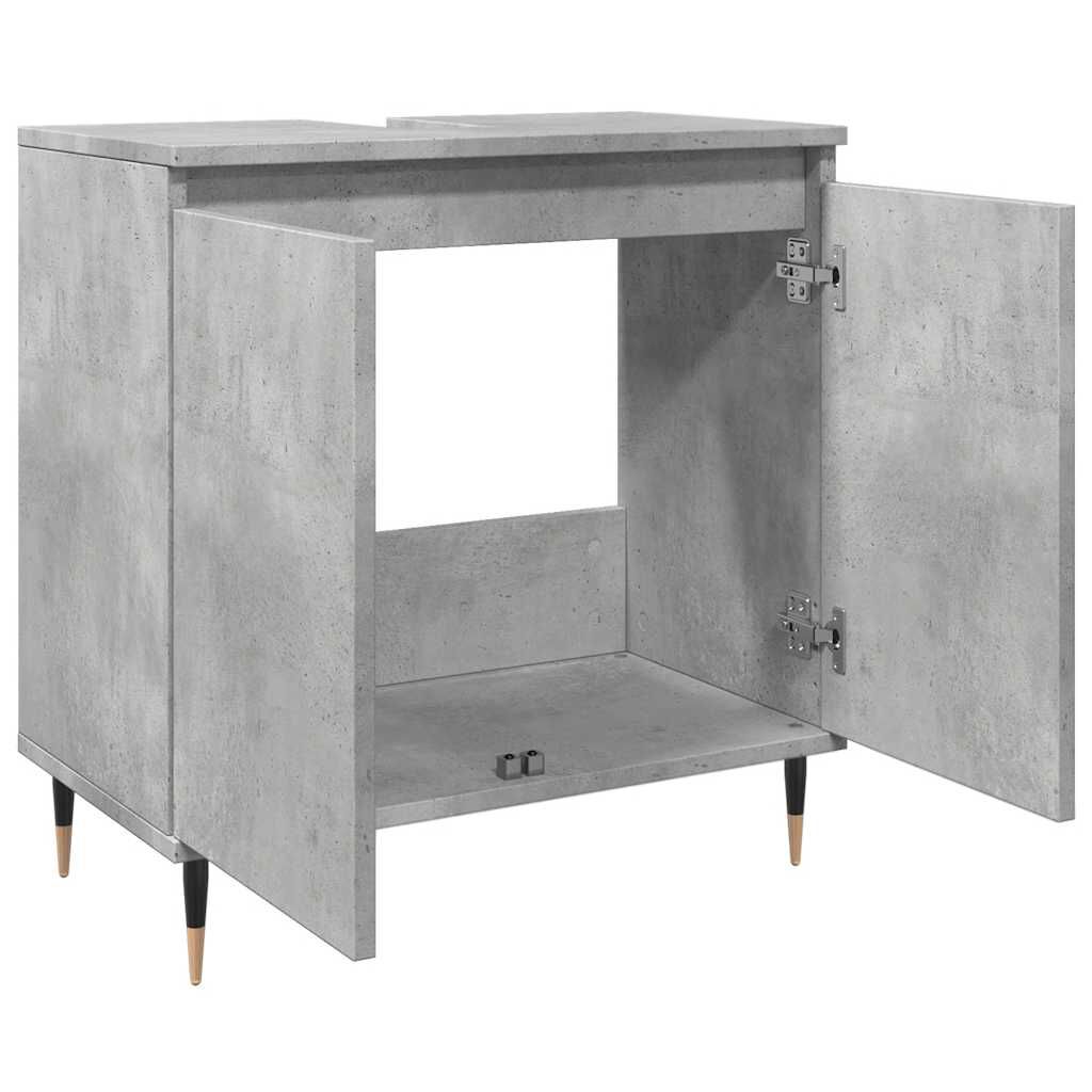 vidaXL Ντουλάπι Μπάνιου Γκρι Σκυροδεμ. 58 x 33 x 60 εκ. Επεξεργ. Ξύλο