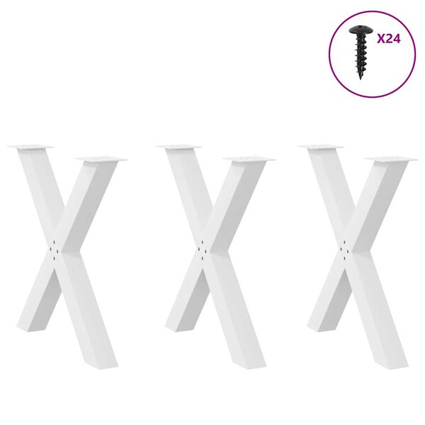vidaXL Πόδια Τραπεζαρίας σε Σχήμα Χ 3 τεμ. Λευκά 80x(72-73) εκ. Ατσάλι