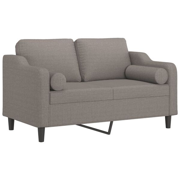 vidaXL Καναπές Διθέσιος Taupe 120 εκ. Υφασμάτινος Διακ. Μαξιλάρια