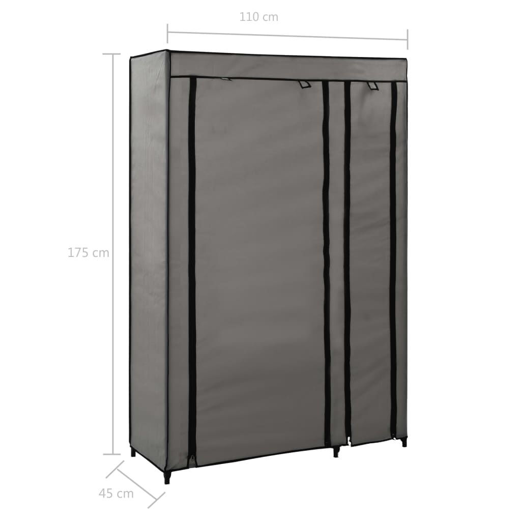 vidaXL Ντουλάπα Αναδιπλούμενη Γκρι 110 x 45 x 175 εκ. Υφασμάτινη