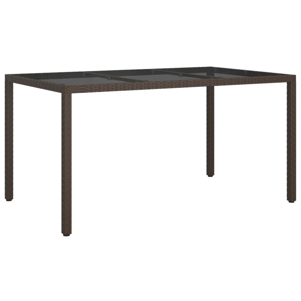vidaXL Τραπέζι Κήπου Καφέ 150x90x75 εκ. Συνθετικό Ρατάν/Ψημένο Γυαλί