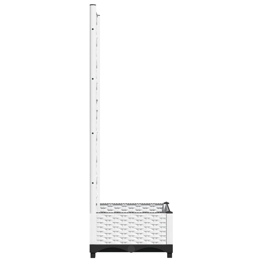 vidaXL Ζαρντινιέρα Κήπου με Καφασωτό Λευκή 40x40x121,5 εκ. Πολυπροπ.