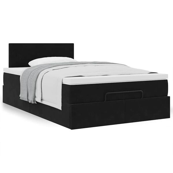 vidaXL Οθωμανικό κρεβάτι με στρώμα Μαύρο 120x190 cm Velvet
