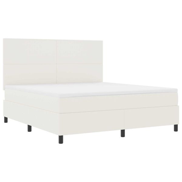 vidaXL Κρεβάτι Box Spring με Στρώμα Κρεμ Υφάσματος Κορδονιού