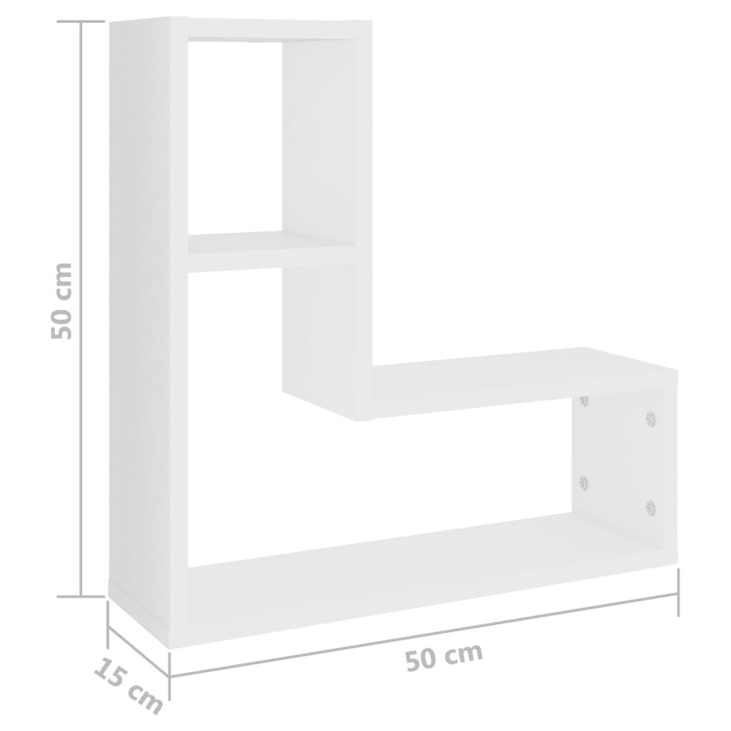 vidaXL Ραφιέρες Τοίχου 2 τεμ. Λευκές 50 x 15 x 50 εκ. από Επεξ. Ξύλο