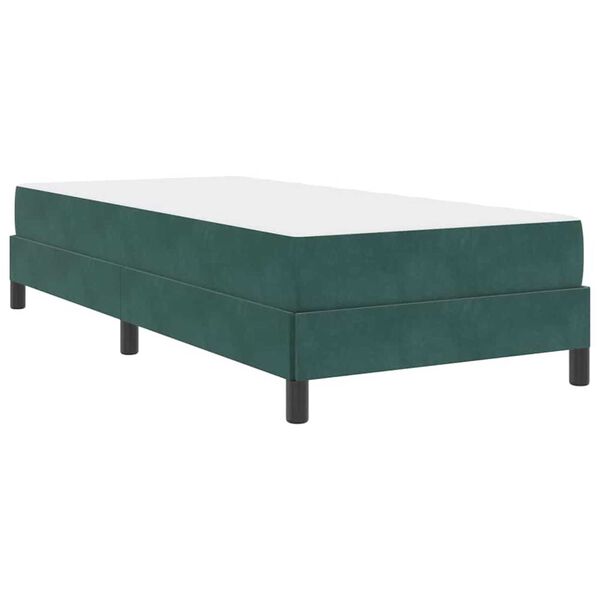 vidaXL Κρεβάτι box spring με στρώμα Σκούρο Πράσινο 80 x 200 cm Βελούδο