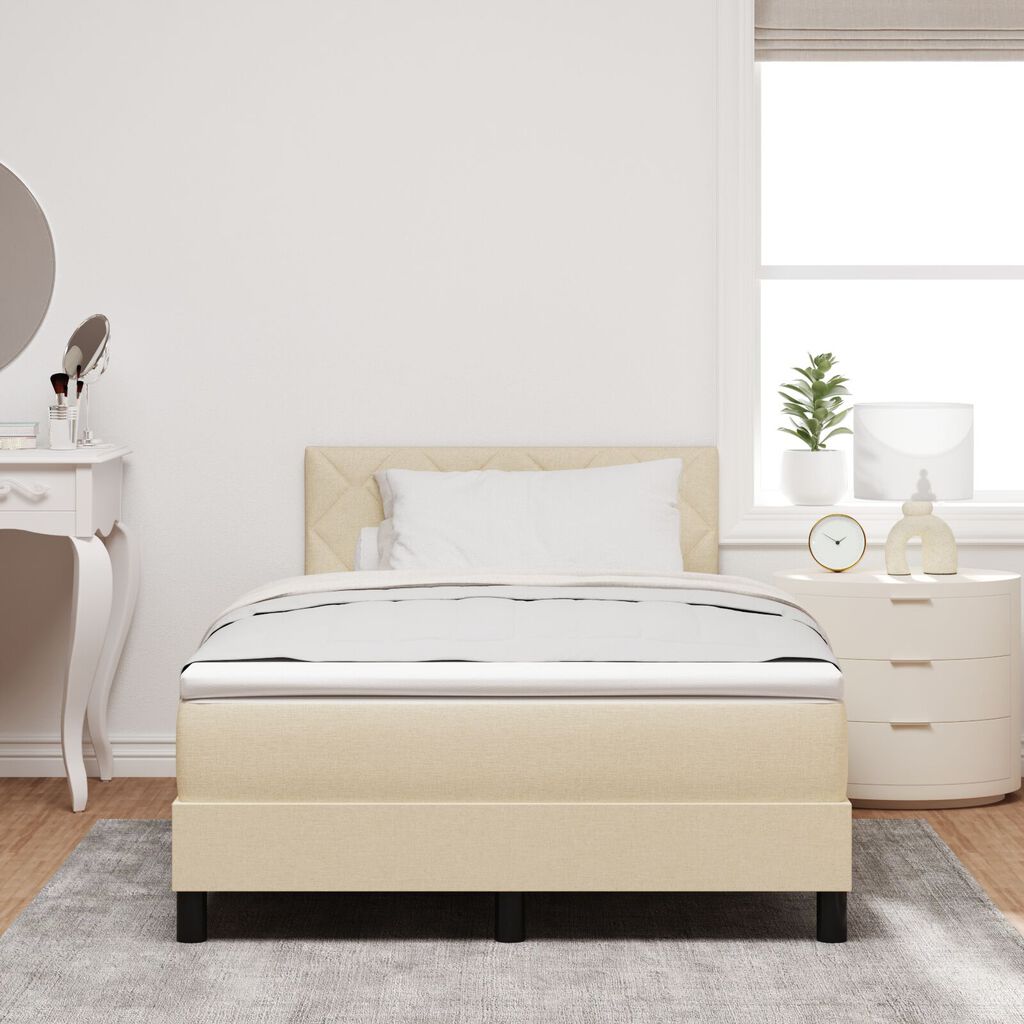 vidaXL Κρεβάτι με Στρώμα Κρέμ 120x190 cm Υφασμάτινο