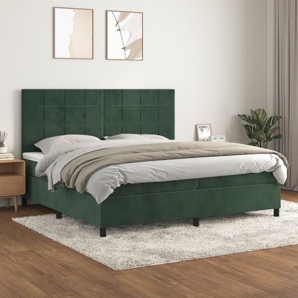 vidaXL &Kappa;&rho;&epsilon;&beta;ά&tau;&iota; Boxspring &mu;&epsilon; &Sigma;&tau;&rho;ώ&mu;&alpha; &Sigma;&kappa;&omicron;ύ&rho;&omicron; &Pi;&rho;ά&sigma;&iota;&nu;&omicron; 200x200&epsilon;&kappa;. &Beta;&epsilon;&lambda;&omicron;ύ&delta;&iota;&nu;&omicron;