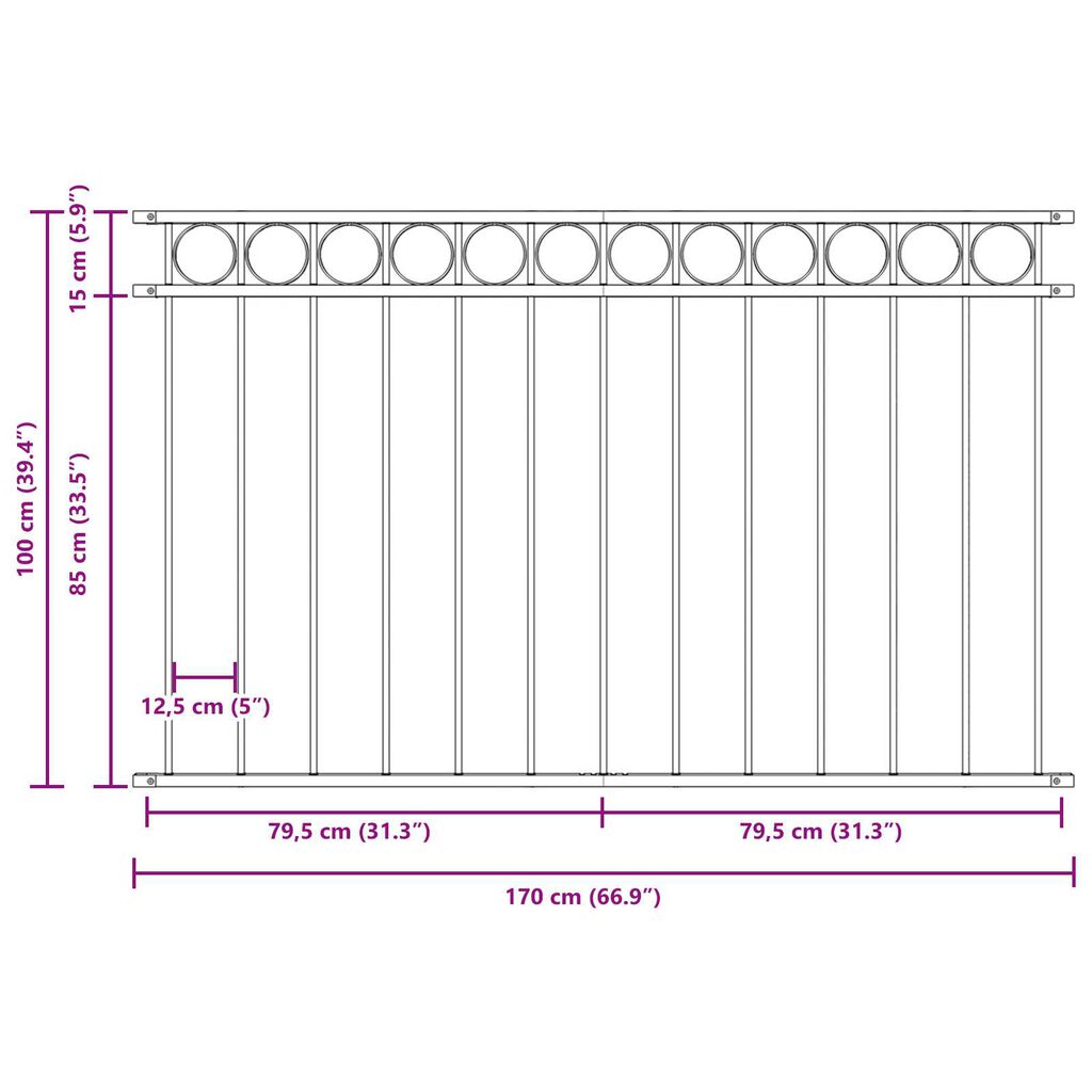 Πάνελ Φράχτη VidaXL Λευκό 1,7x1 μ Μεταλλικό
