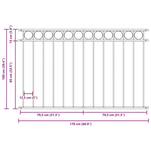Πάνελ Φράχτη VidaXL Λευκό 1,7x1 μ Μεταλλικό