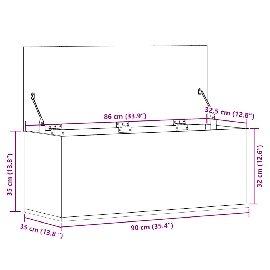 vidaXL Κουτί Αποθήκευσης Γκρι Σκυροδέματος 90x35x35 εκ. Επεξεργ. Ξύλο