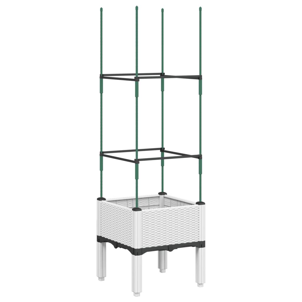 vidaXL Ζαρντινιέρα Κήπου με Καφασωτό Λευκή 40x40x142,5 εκ. από PP