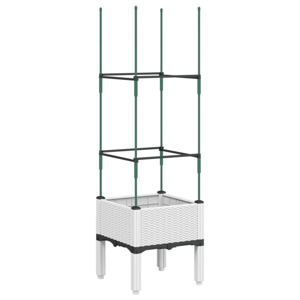 vidaXL Ζαρντινιέρα Κήπου με Καφασωτό Λευκή 40x40x142,5 εκ. από PP