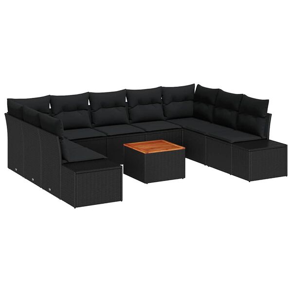 vidaXL Σετ Καναπέ Κήπου 10 pcs Μαύρο