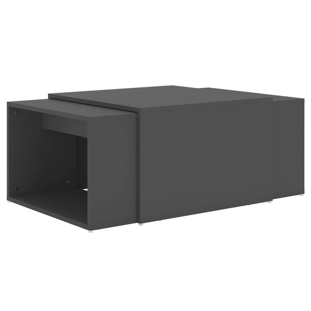 vidaXL Τραπεζάκια Σαλονιού Ζιγκόν 3 τεμ. Γκρι 60x60x38 εκ Επεξ. Ξύλο