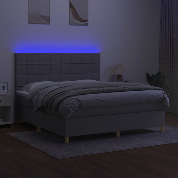 vidaXL &Kappa;&rho;&epsilon;&beta;ά&tau;&iota; Boxspring &mu;&epsilon; &Sigma;&tau;&rho;ώ&mu;&alpha; & LED &Alpha;&nu;.&Gamma;&kappa;&rho;&iota; 180x200&epsilon;&kappa;. &Upsilon;&phi;&alpha;&sigma;&mu;ά&tau;&iota;&nu;&omicron;