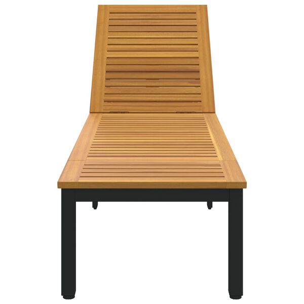 vidaXL Ξαπλώστρα Μαύρη 200x55x35 εκ Μασίφ Ξύλο Ακακίας
