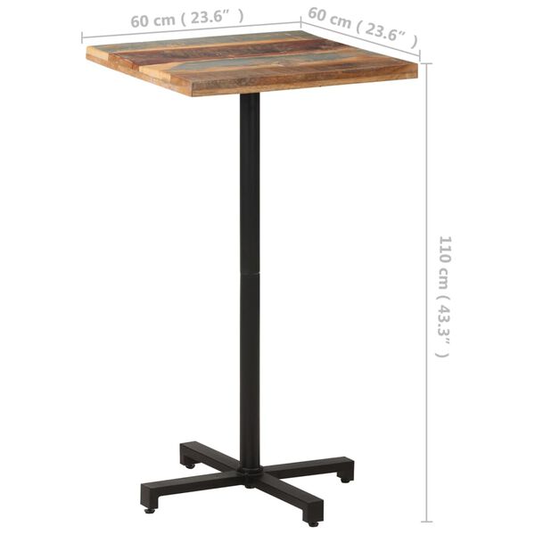 vidaXL Τραπέζι Bistro Τετράγωνο 60x60x110 εκ. Μασίφ Ανακυκλωμένο Ξύλο