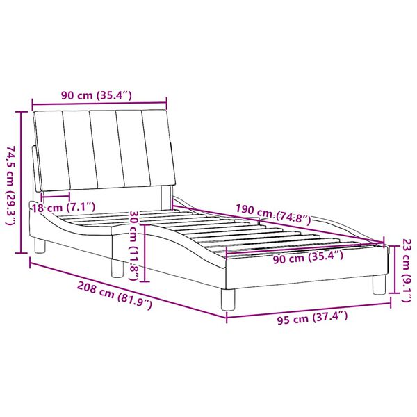 vidaXL Σκελετός Κρεβατιού Χωρίς Στρώμα Κρέμα 90x190 εκ. Υφασμάτινο