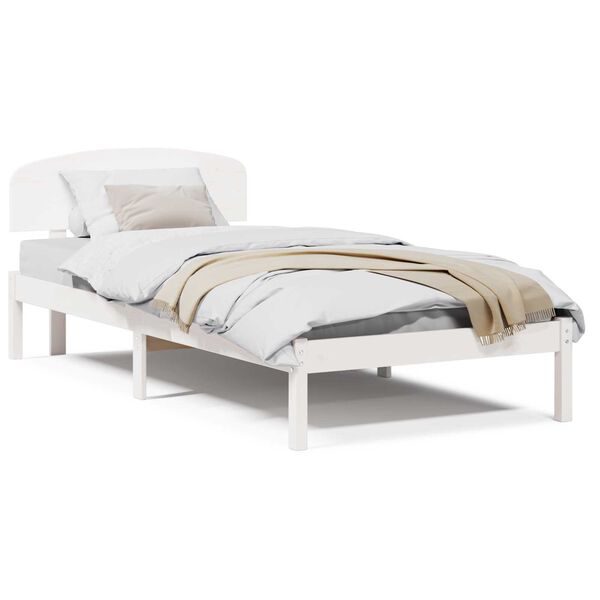 vidaXL Σκελετός Κρεβατιού Λευκό 75 x 190 cm Μασίφ ξύλο πεύκου