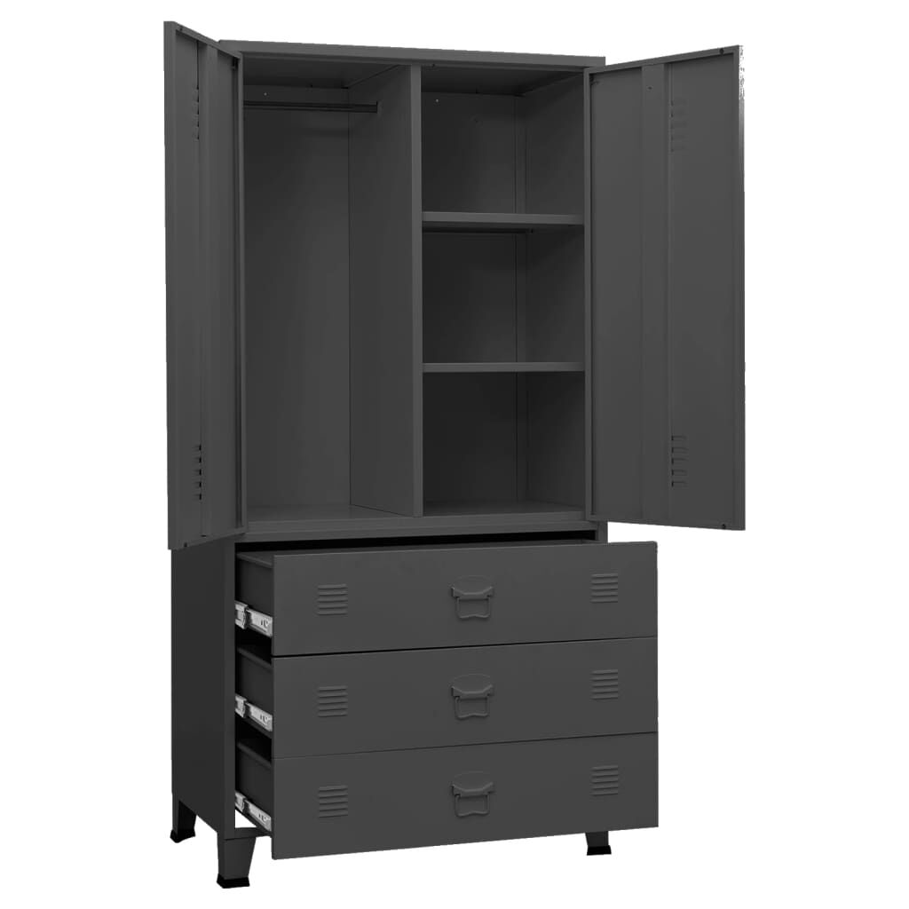 vidaXL Ντουλάπα Βιομηχανική Ανθρακί 90 x 50 x 180 εκ. Μεταλλική