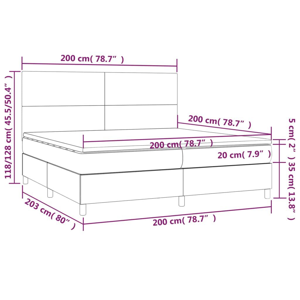 vidaXL Κρεβάτι Boxspring με Στρώμα Σκούρο Καφέ 200x200 εκ. Υφασμάτινο