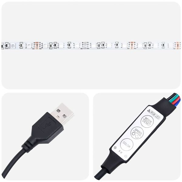 vidaXL Οθωμανικό κρεβάτι με στρώματα & LEDs Μαύρο Faux Leather