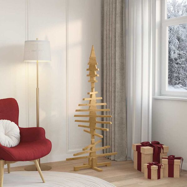 vidaXL Ξύλινο Χριστουγεννιάτικο Δέντρο Καφέ 150 cm Μασίφ ξύλο πεύκου