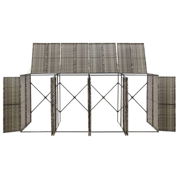 vidaXL Πλαίσιο για Κάδο Απορρ. με Ρόδες Γκρι 274x80x117 εκ Συνθ. Ρατάν