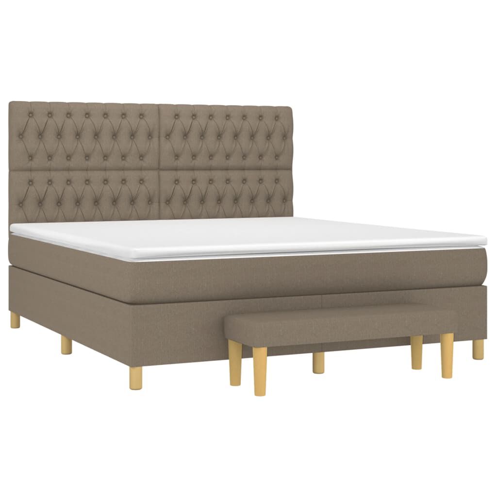 vidaXL Κρεβάτι Boxspring με Στρώμα Taupe 180x200 εκ. Υφασμάτινο