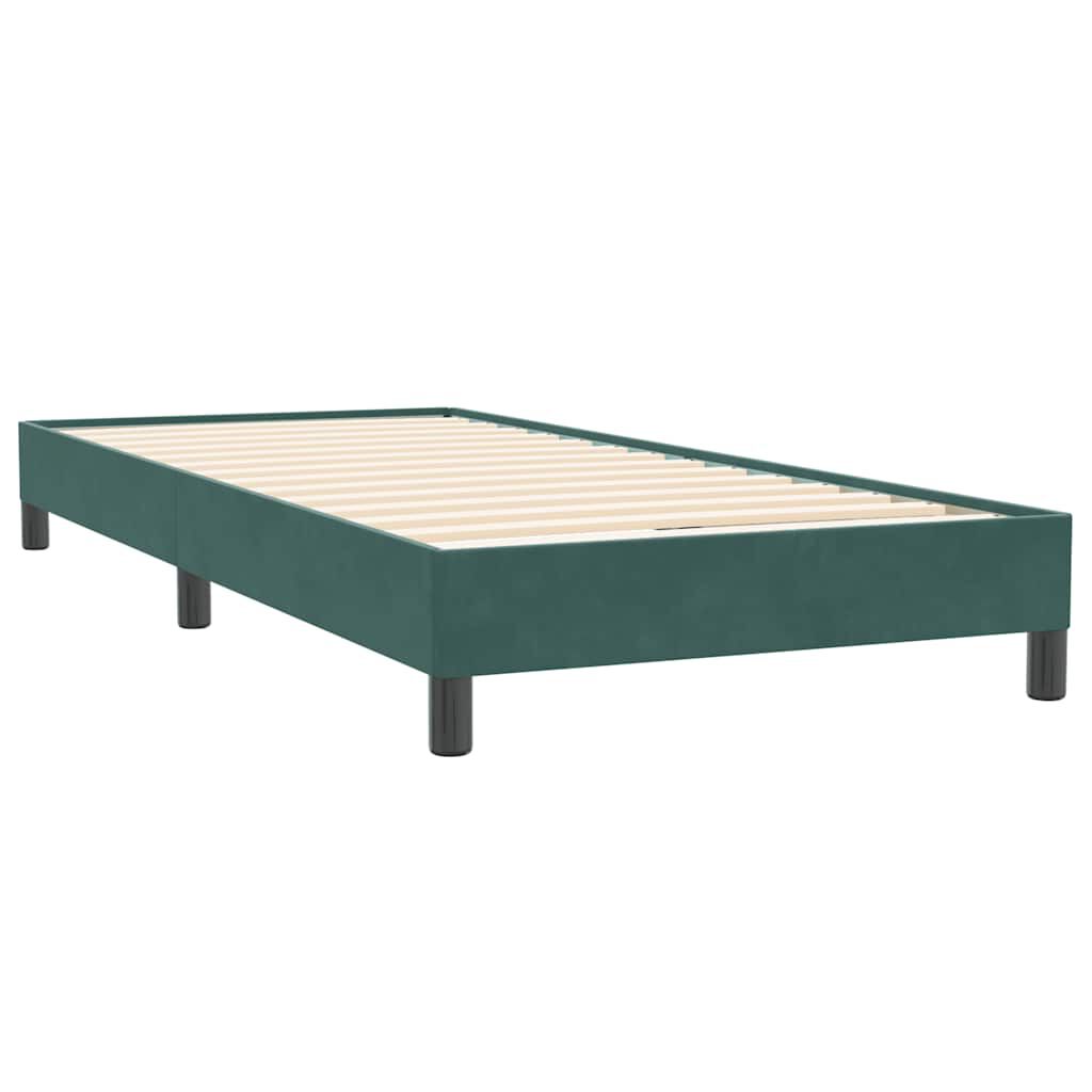 vidaXL Box Spring κρεβάτι με στρώμα σκούρο πράσινο 90x220 cm Velvet