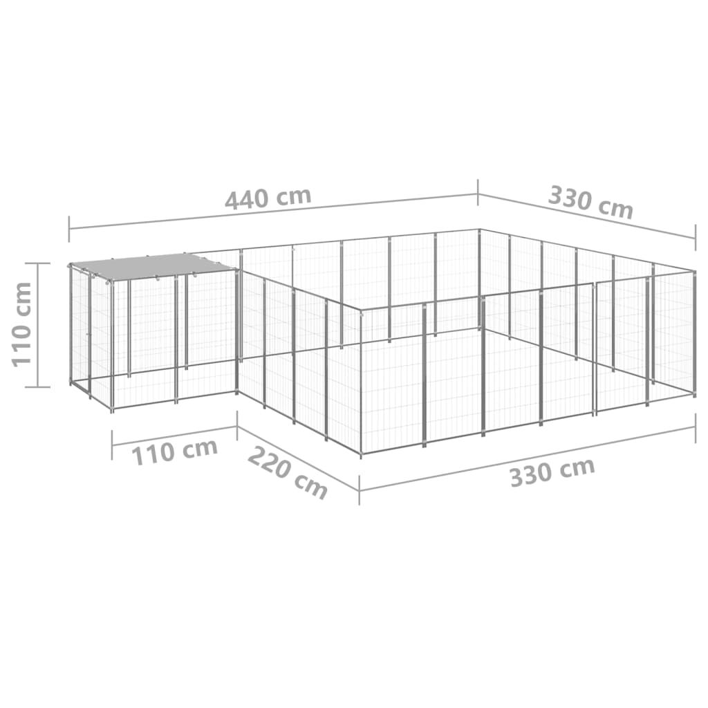 vidaXL Σπιτάκι Σκύλου Ασημί 12,1 μ² Ατσάλινο