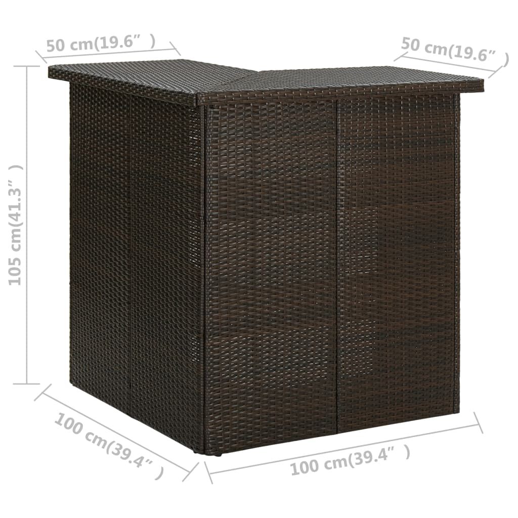 vidaXL Τραπέζι Μπαρ Γωνιακό Καφέ 100x50x105 εκ. από Συνθετικό Ρατάν