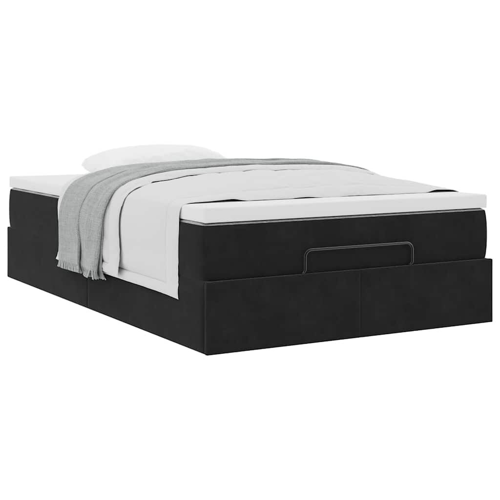 vidaXL Οθωμανικό κρεβάτι με στρώμα Μαύρο 120x200cm Velvet