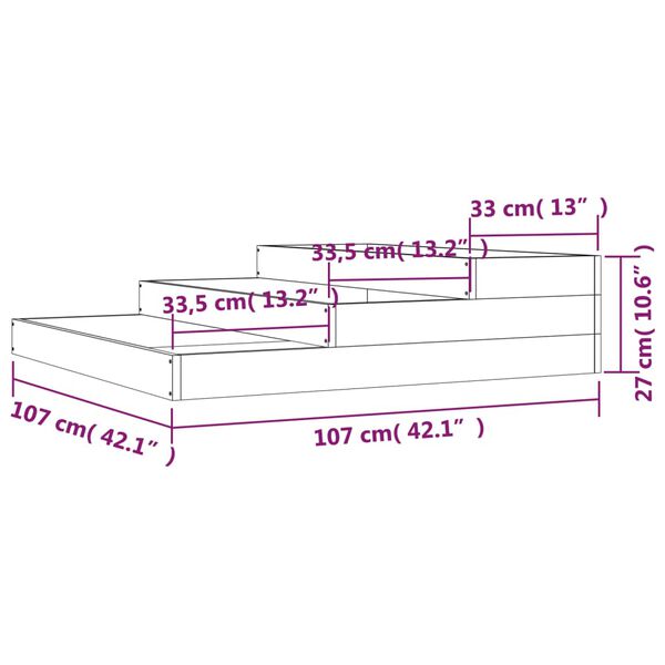 vidaXL Ζαρντινιέρα Λευκή 107 x 107 x 27 εκ. από Μασίφ Ξύλο Πεύκου