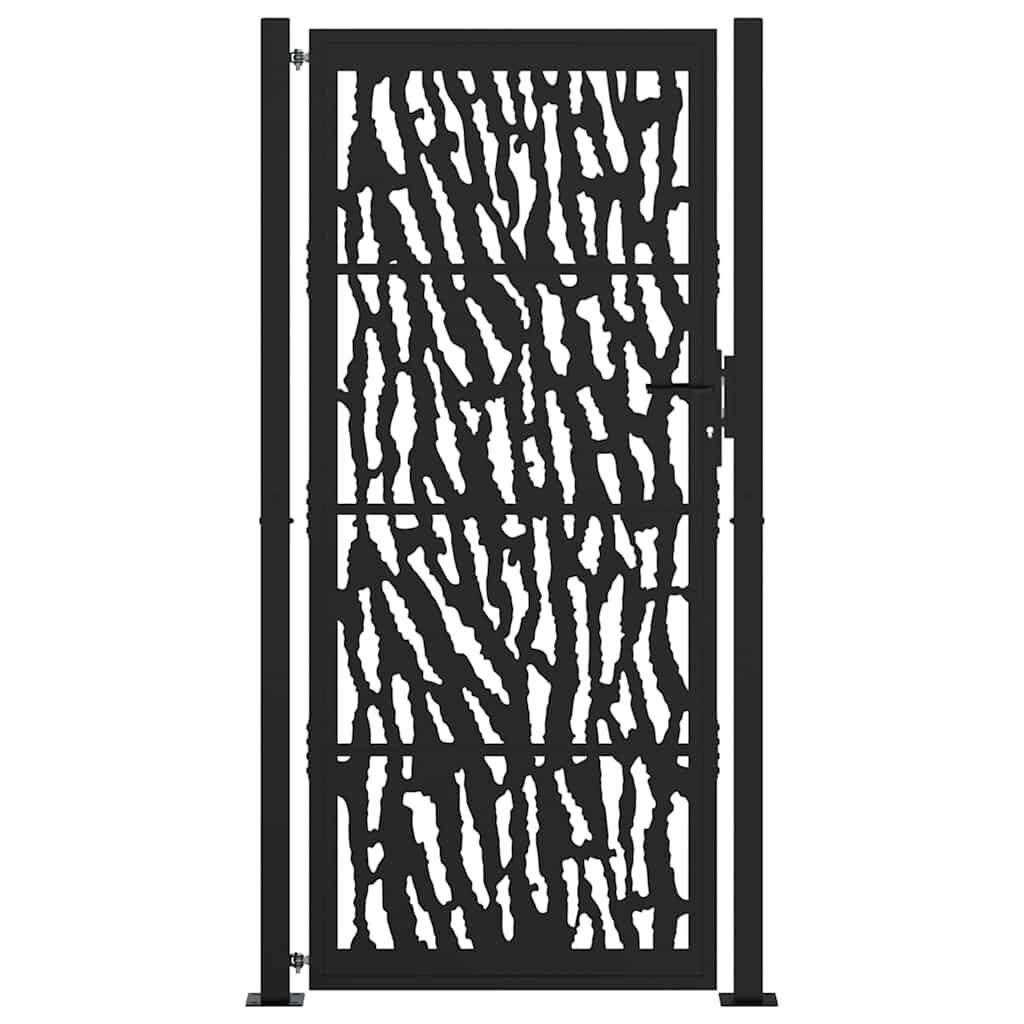 vidaXL Πύλη κήπου Μαύρη 105x205 cm Ατσάλινο σχέδιο ίχνους