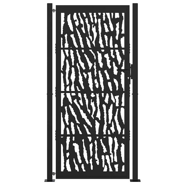 vidaXL Πύλη κήπου Μαύρη 105x205 cm Ατσάλινο σχέδιο ίχνους