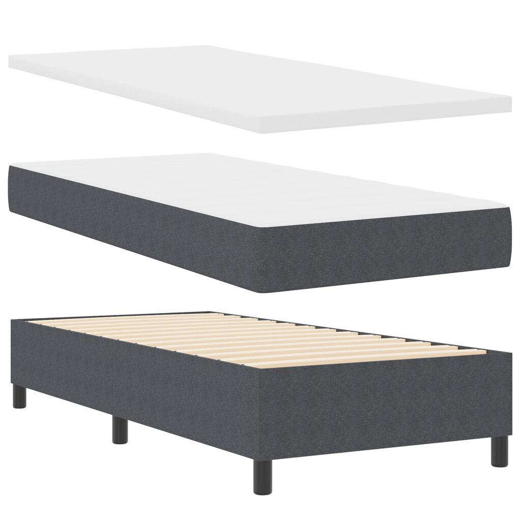 vidaXL Κρεβάτι Box Spring με Στρώμα & LED Σκούρο Γκρι 90x200 εκ Ύφασμα Κορντούρα