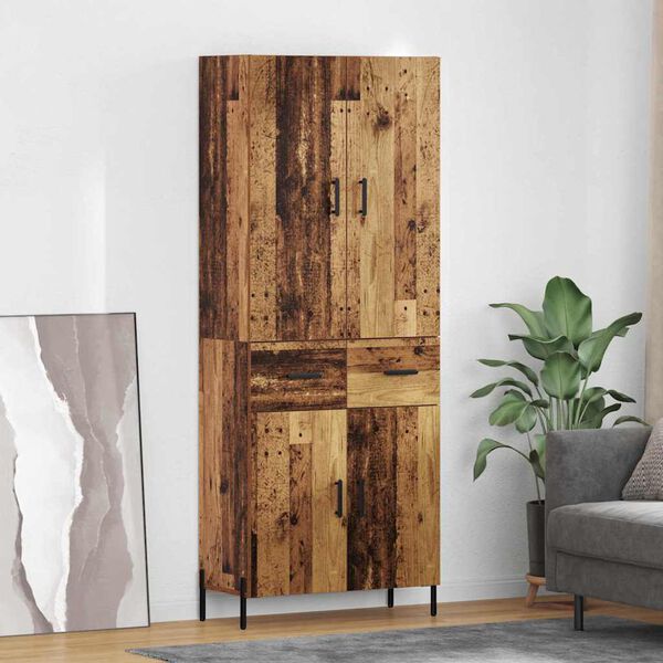 vidaXL Highboard Παλιό Ξύλο 69,5 x 34 x 180 εκ. Επεξεργασμένο ξύλο